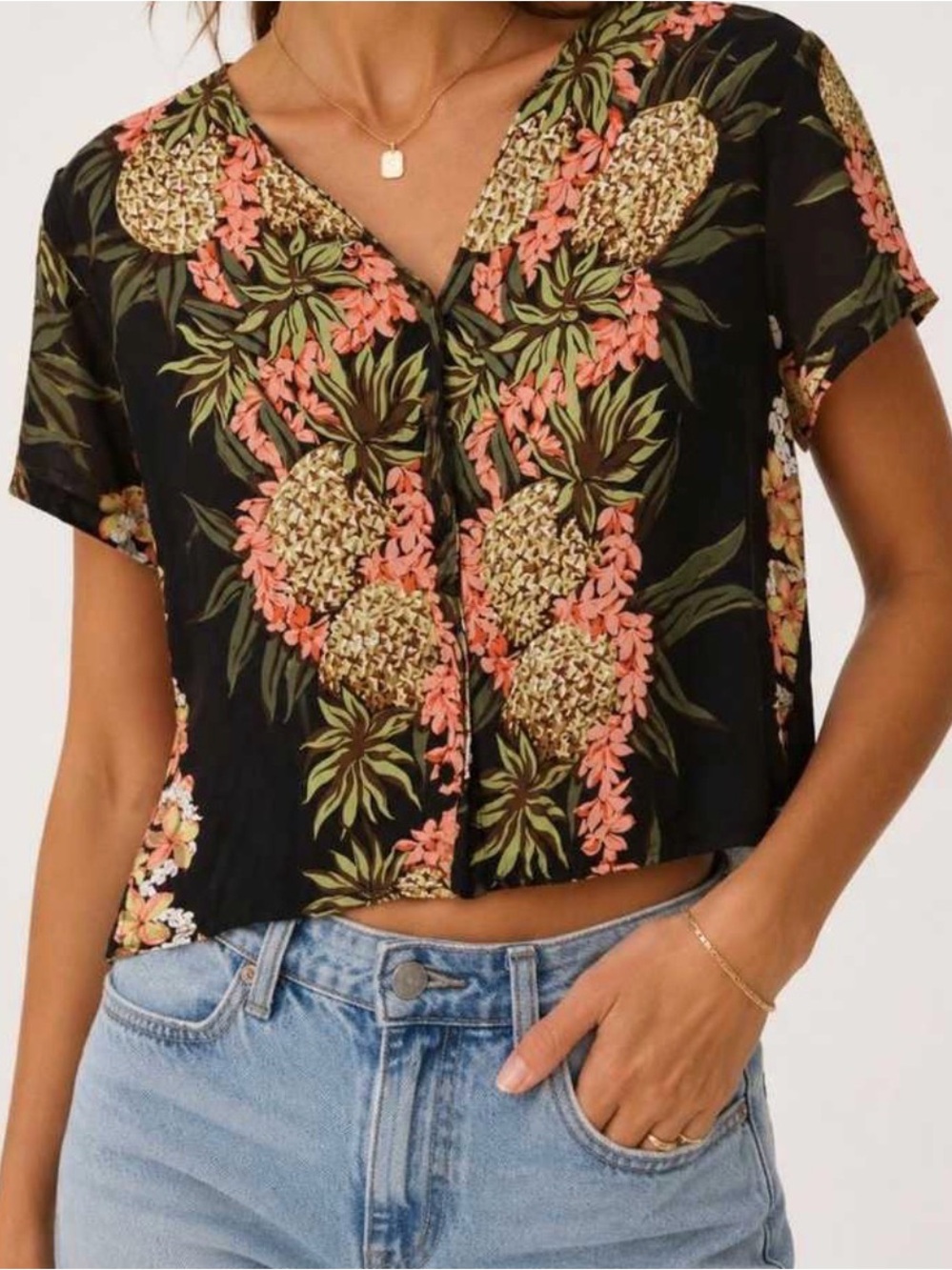 Vintage Hilo Hattie Hawaiian Pineapple Lei Shirt Women’s XL NWT Made in Hawaii